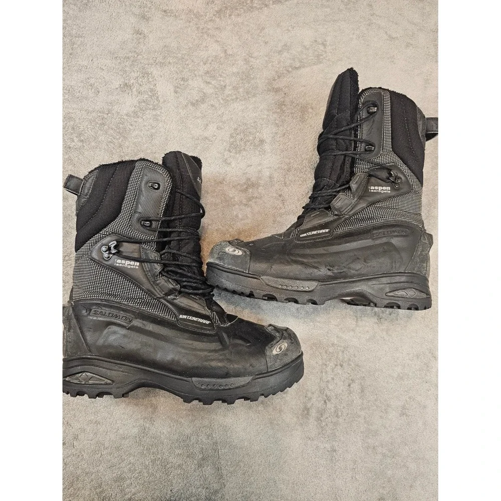 Salomon Aspen Aerogels Waterproof Winter Boots Black Mens 11.5 433823 Contagrip